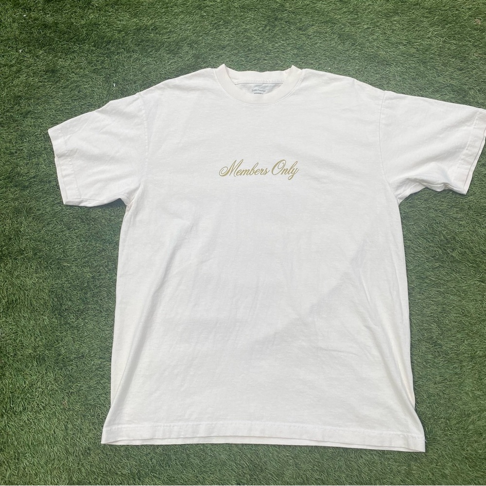Drake Members Only White Tee with Gold Logo